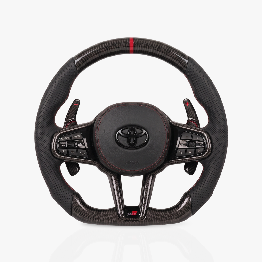 Toyota Supra Gloss Carbon Fibre & Leather Steering Wheel — 32