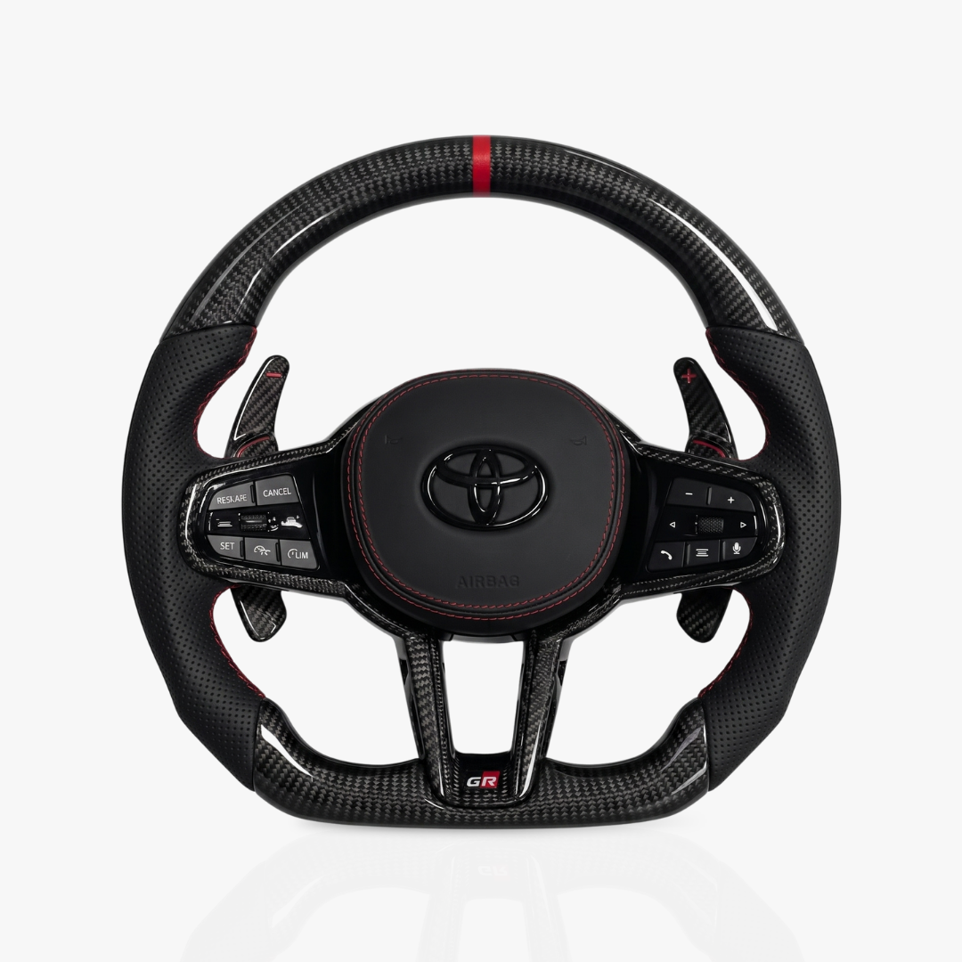 Toyota Supra Gloss Carbon Fibre & Leather Steering Wheel — 34