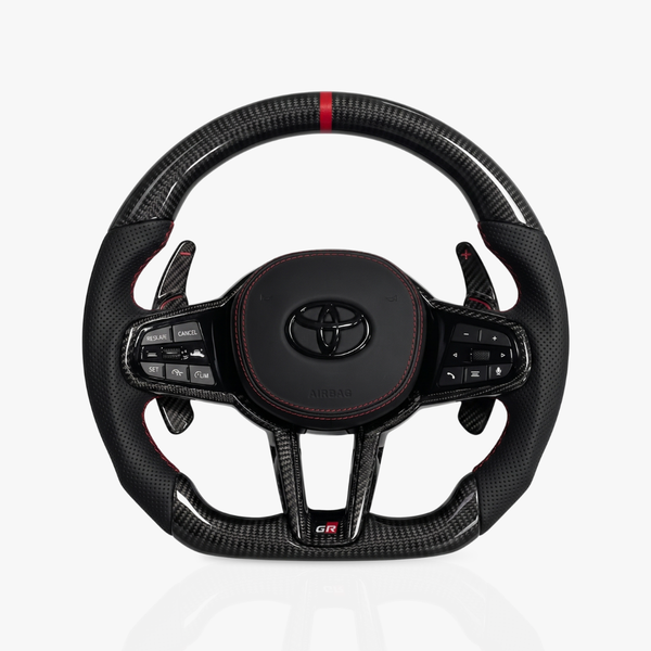Toyota Supra Gloss Carbon Fibre & Leather Steering Wheel — 34