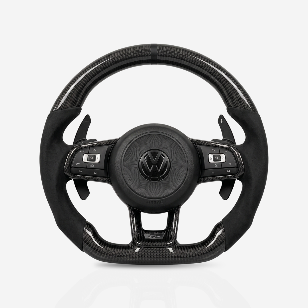Volkswagen Golf MK7-7.5 Gloss Carbon Fibre & Alcantara Steering Wheel — 02