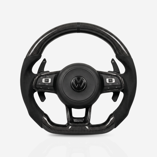 Volkswagen Golf MK7-7.5 Gloss Carbon Fibre & Alcantara Steering Wheel — 02