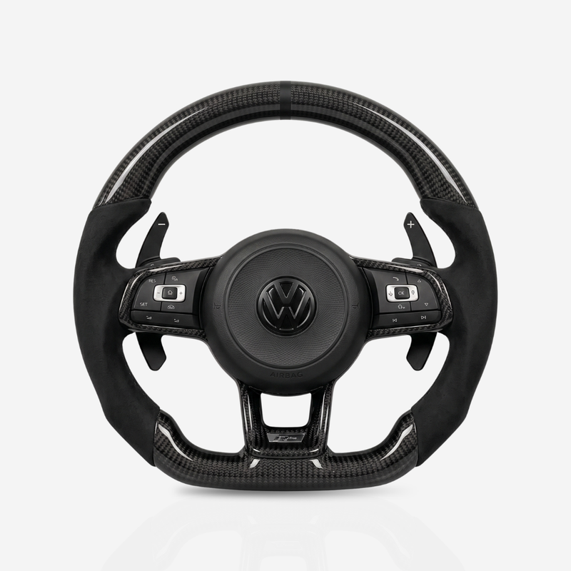 Volkswagen Golf MK7-7.5 Gloss Carbon Fibre & Alcantara Steering Wheel — 02
