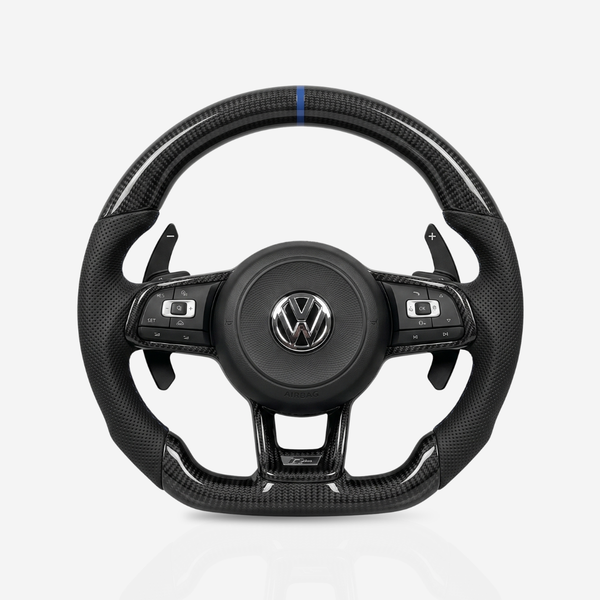Volkswagen Golf MK7-7.5 Gloss Carbon Fibre & Leather Steering Wheel — 01