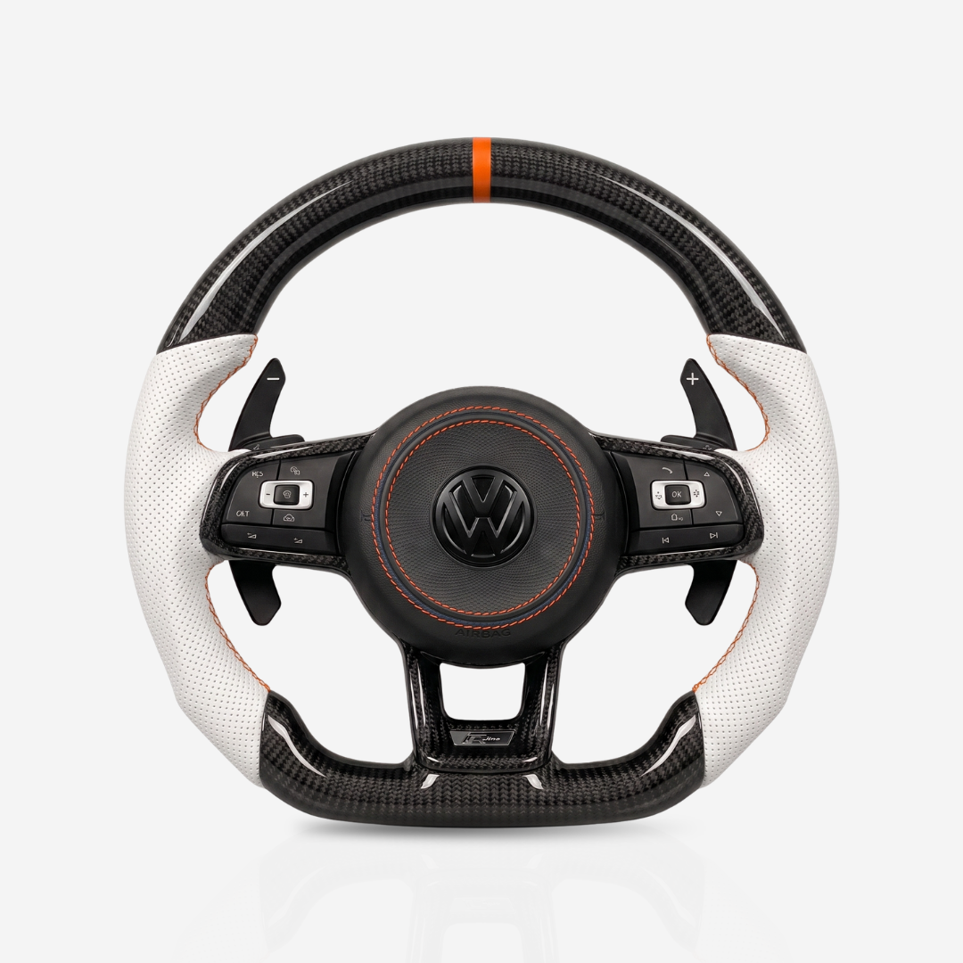 Volkswagen Golf MK7-7.5 Gloss Carbon Fibre & Leather Steering Wheel — 03