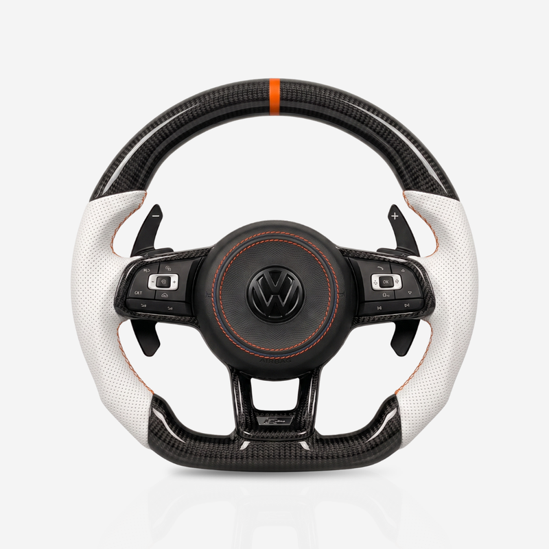 Volkswagen Golf MK7-7.5 Gloss Carbon Fibre & Leather Steering Wheel — 03