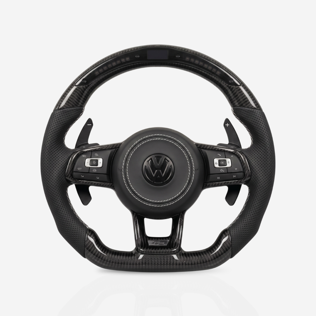Volkswagen Golf MK7-7.5 Gloss Carbon Fibre & Leather Steering Wheel — 05