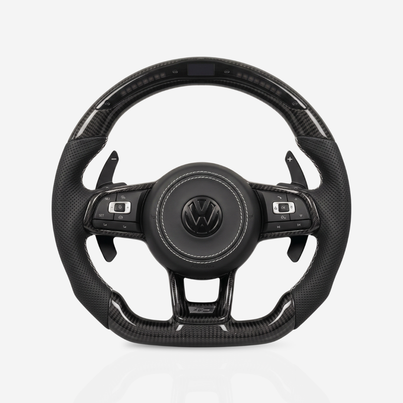 Volkswagen Golf MK7-7.5 Gloss Carbon Fibre & Leather Steering Wheel — 05