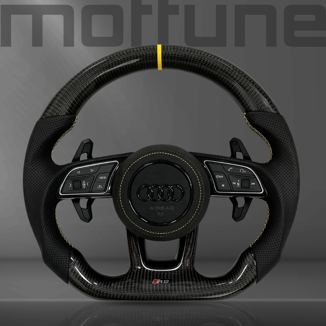 Audi Gloss Carbon Fibre & Perforated Leather Steering Wheel — 01