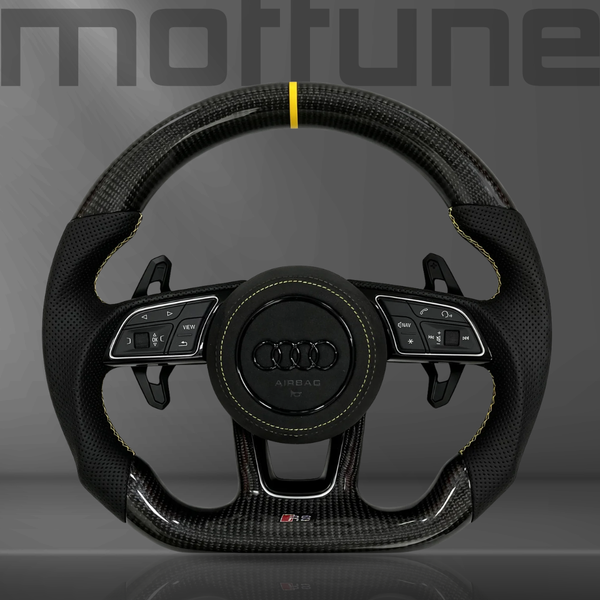 Audi Gloss Carbon Fibre & Perforated Leather Steering Wheel — 01