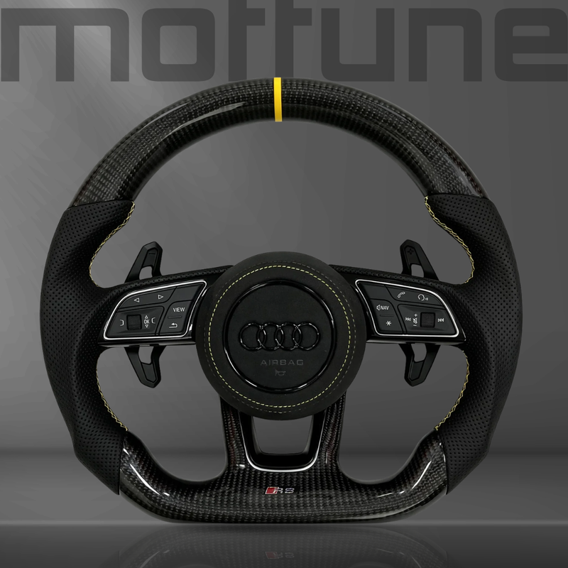 Audi Gloss Carbon Fibre & Perforated Leather Steering Wheel — 01