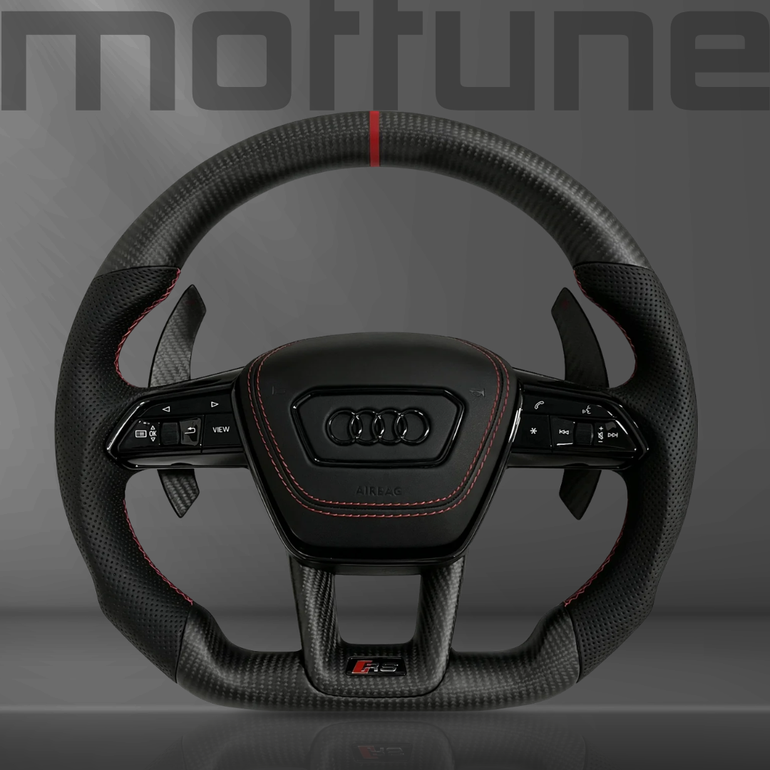 Audi Gloss Carbon Fibre & Perforated Leather Steering Wheel — 02