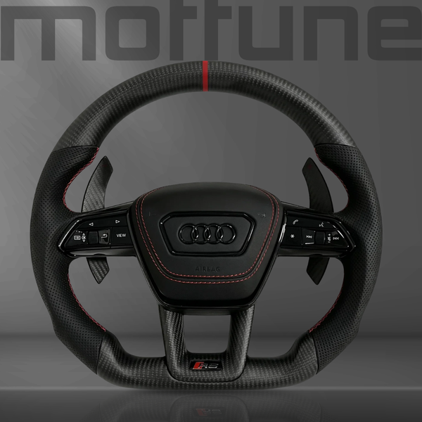 Audi Gloss Carbon Fibre & Perforated Leather Steering Wheel — 02