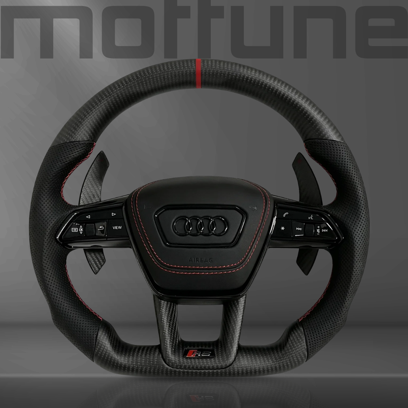 Audi Gloss Carbon Fibre & Perforated Leather Steering Wheel — 02