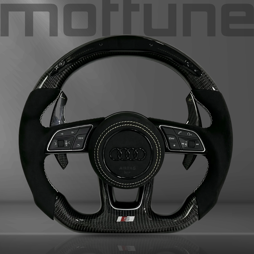 Audi Gloss Carbon Fibre & Perforated Leather Steering Wheel — 06