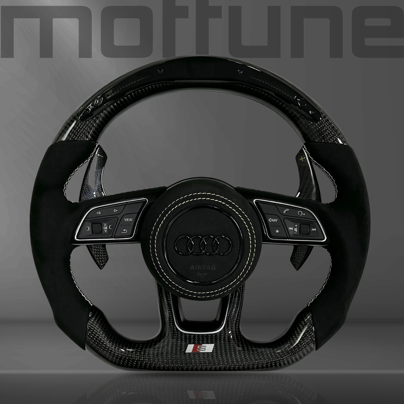 Audi Gloss Carbon Fibre & Perforated Leather Steering Wheel — 06