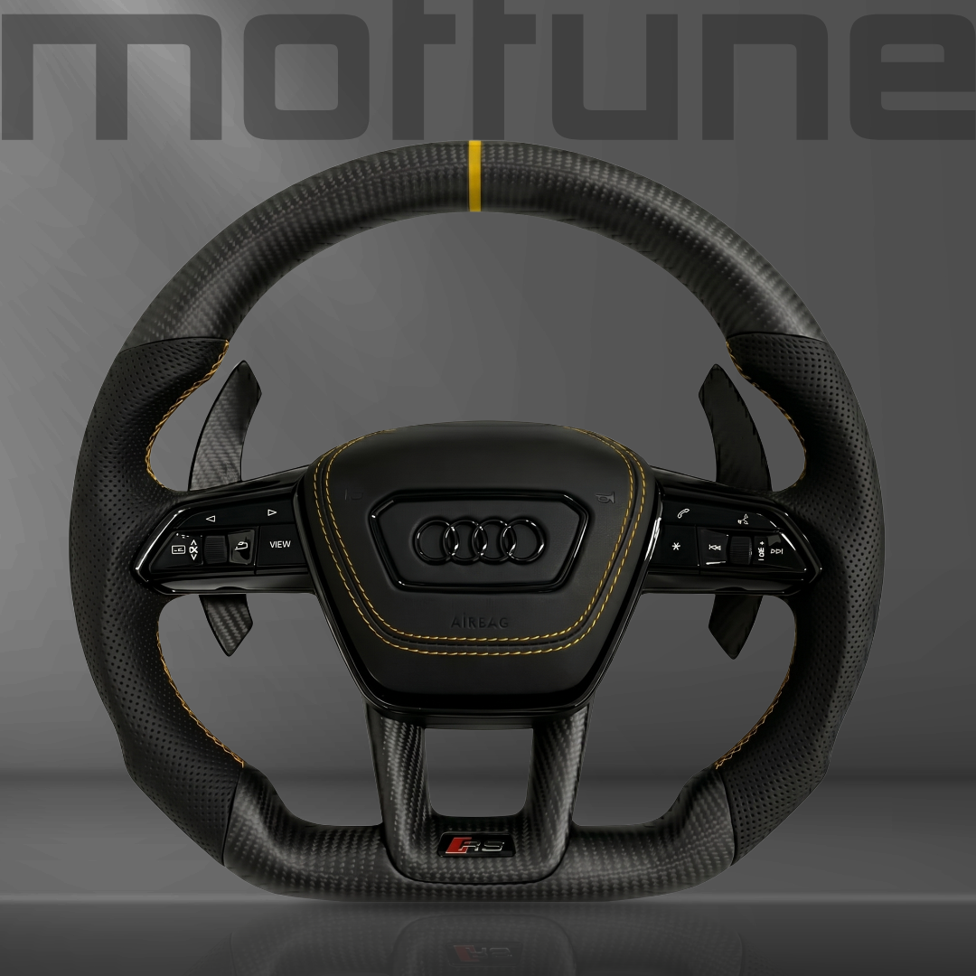 Audi Matte Carbon Fibre & Perforated Leather Steering Wheel — 03