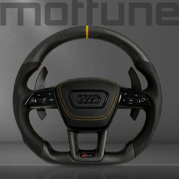 Audi Matte Carbon Fibre & Perforated Leather Steering Wheel — 03