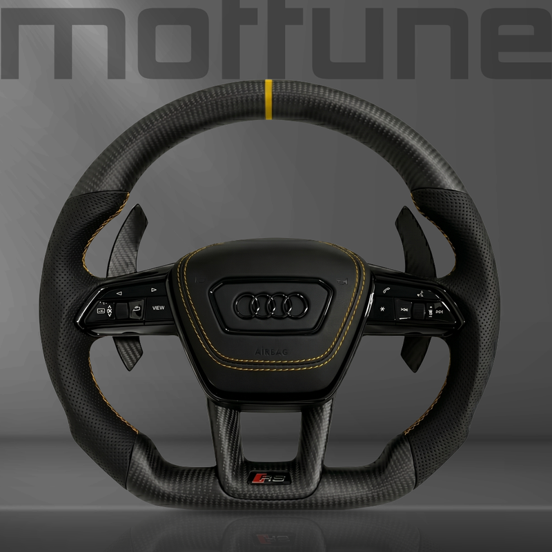 Audi Matte Carbon Fibre & Perforated Leather Steering Wheel — 03