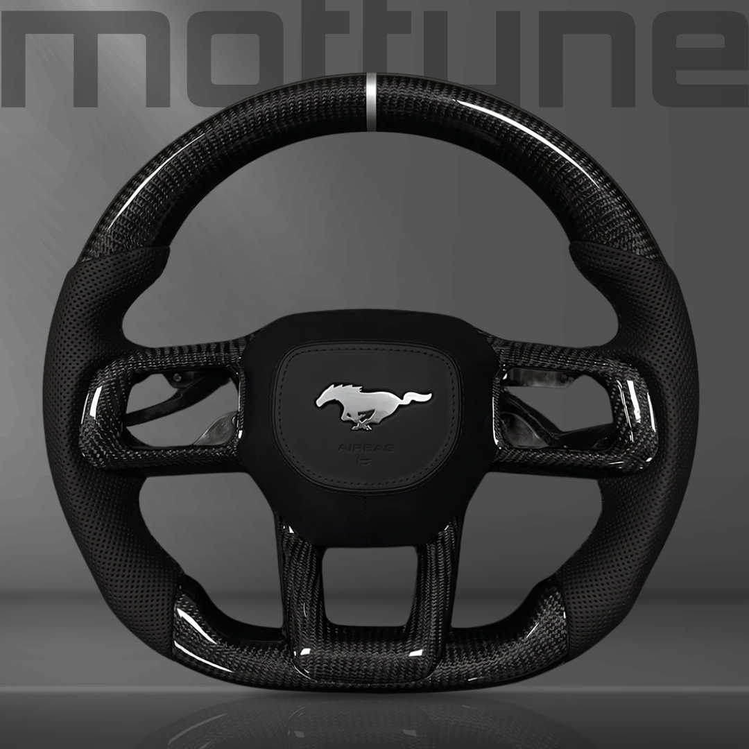 Ford Mustang Gloss Carbon Fibre & Perforated Leather Steering Wheel — 03
