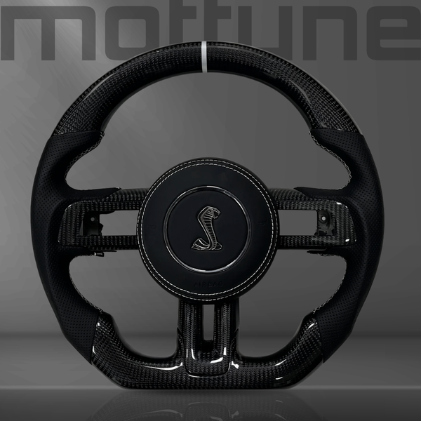 Ford Mustang Gloss Carbon Fibre & Perforated Leather Steering Wheel — 08