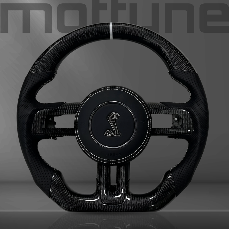 Ford Mustang Gloss Carbon Fibre & Perforated Leather Steering Wheel — 08