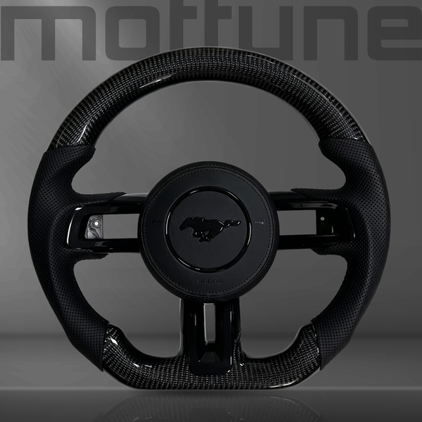 Ford Mustang Gloss Carbon Fibre & Perforated Leather Steering Wheel — 09