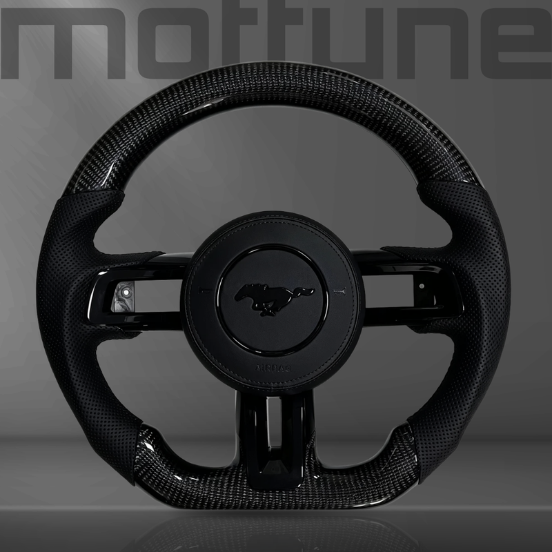Ford Mustang Gloss Carbon Fibre & Perforated Leather Steering Wheel — 09