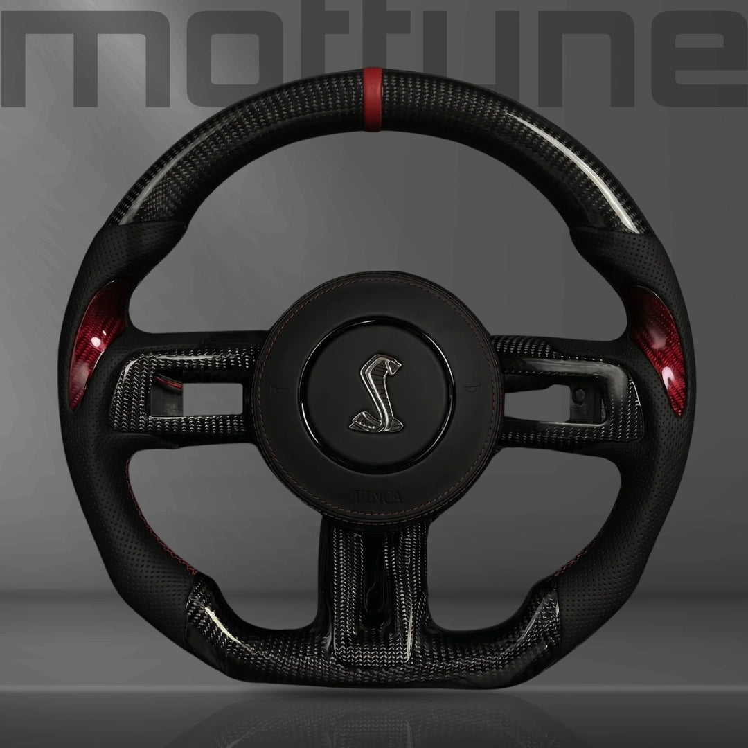 Ford Mustang Gloss Carbon Fibre & Perforated Leather Steering Wheel — 05