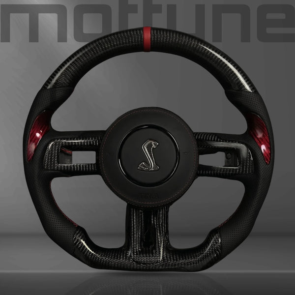 Ford Mustang Gloss Carbon Fibre & Perforated Leather Steering Wheel — 05