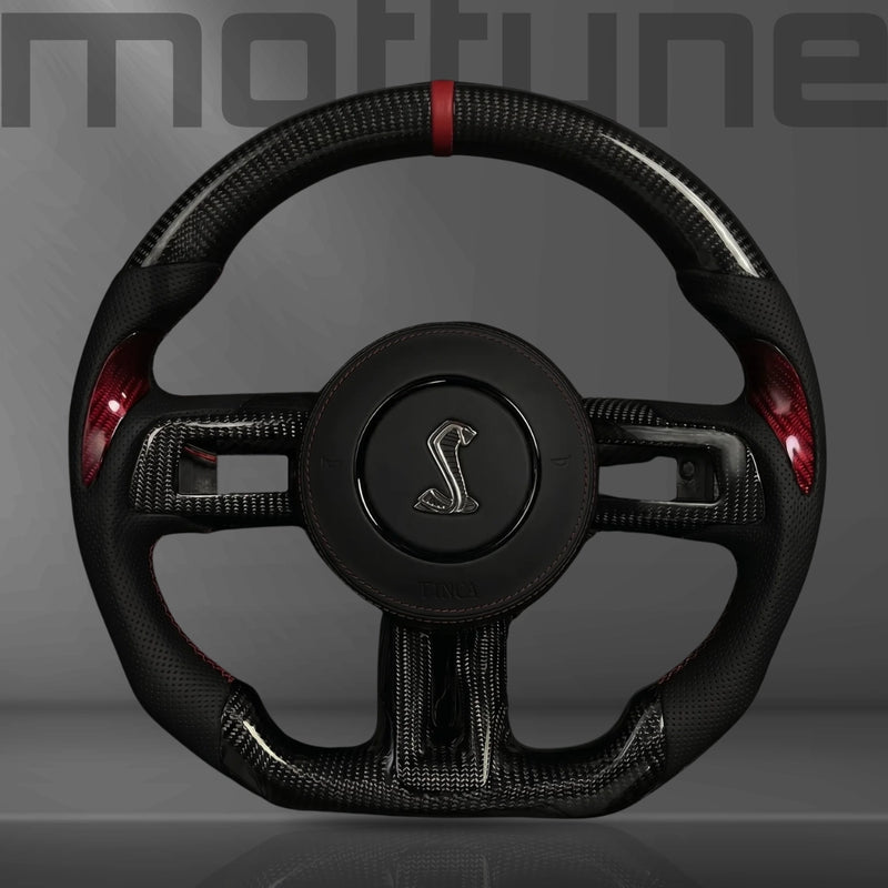 Ford Mustang Gloss Carbon Fibre & Perforated Leather Steering Wheel — 05