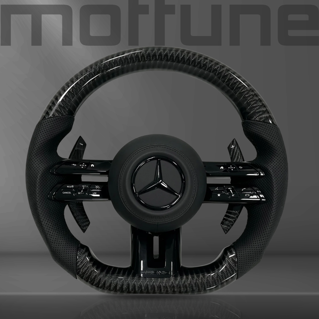 Mercedes-Benz AMG Gloss Carbon Fibre & Perforated Leather Steering Wheel — 09