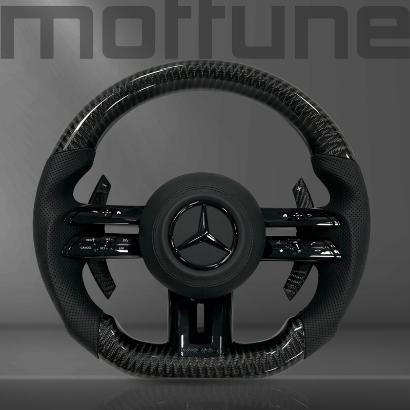Mercedes-Benz AMG Gloss Carbon Fibre & Perforated Leather Steering Wheel — 09