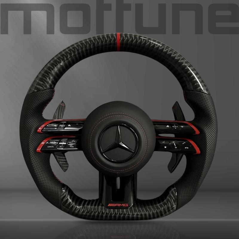 Mercedes-Benz AMG Gloss Carbon Fibre & Perforated Leather Steering Wheel — 10