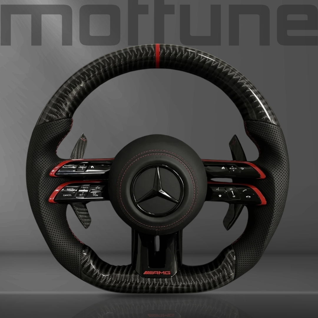 Mercedes-Benz AMG Gloss Carbon Fibre & Perforated Leather Steering Wheel — 10