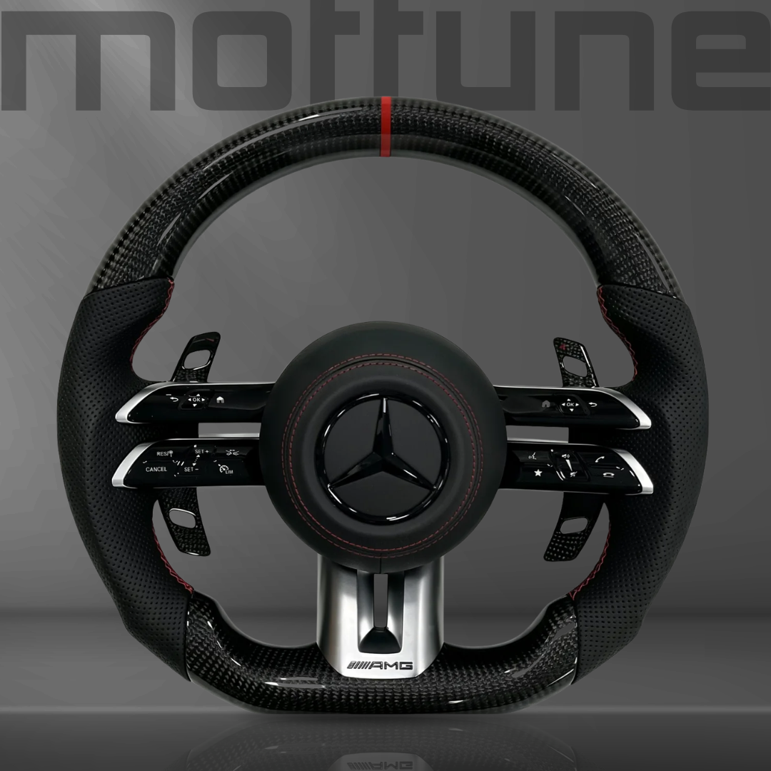 Mercedes-Benz AMG Gloss Carbon Fibre & Perforated Leather Steering Wheel — 14