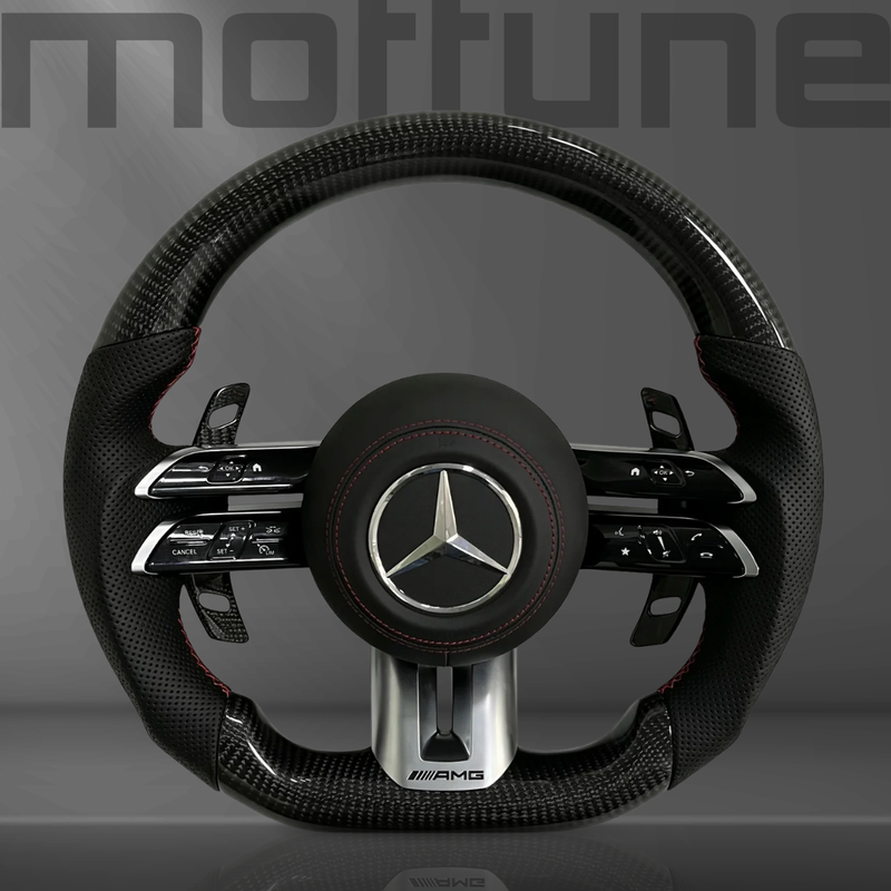 Mercedes-Benz AMG Gloss Carbon Fibre & Perforated Leather Steering Wheel — 15