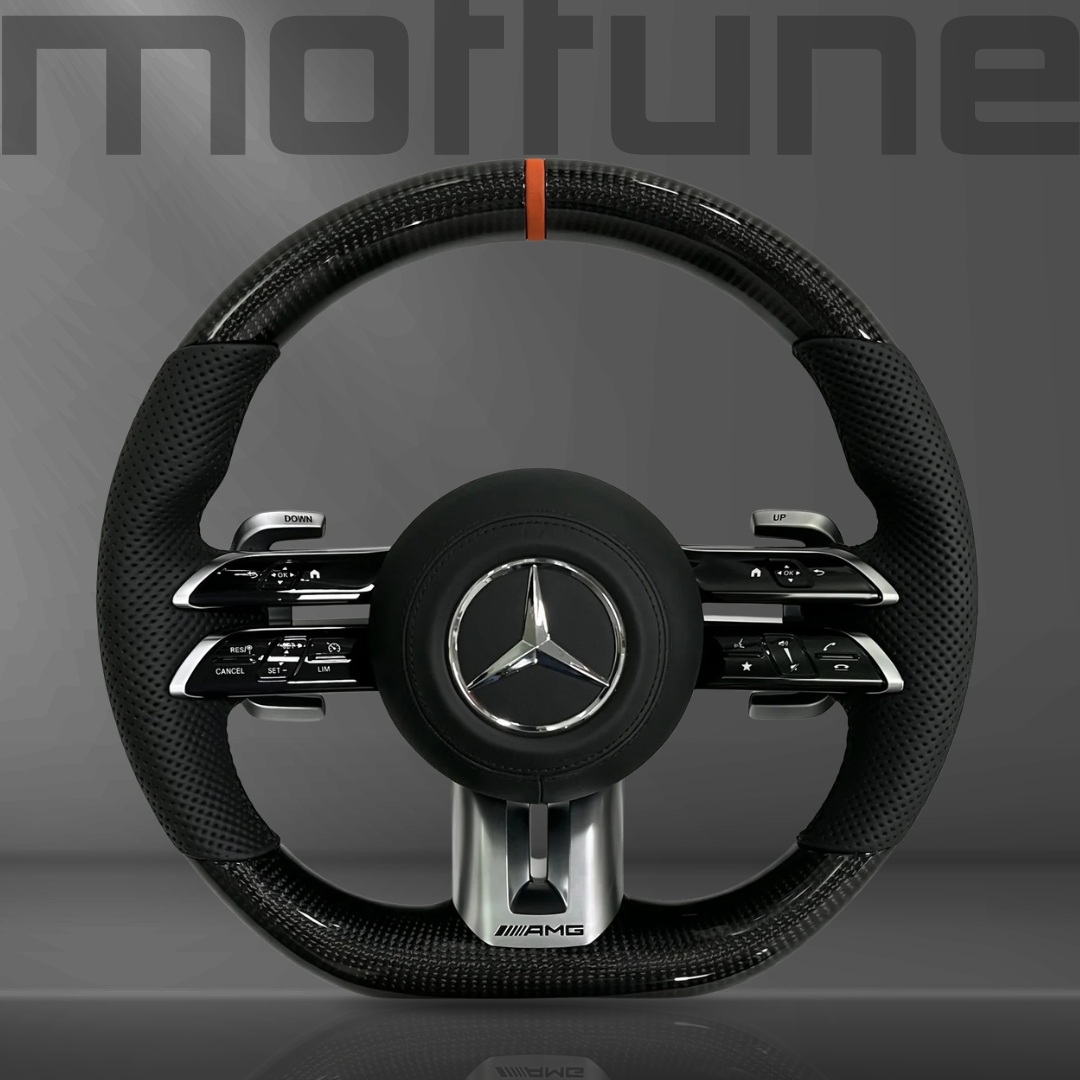 Mercedes-Benz AMG Gloss Carbon Fibre & Perforated Leather Steering Wheel — 18