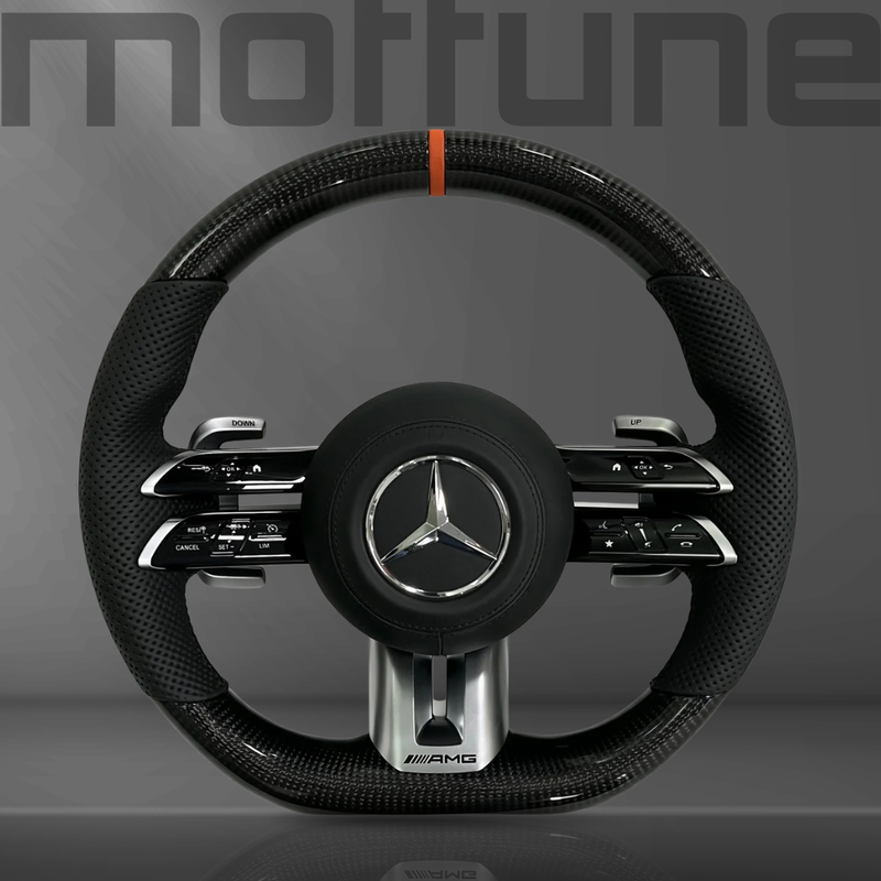 Mercedes-Benz AMG Gloss Carbon Fibre & Perforated Leather Steering Wheel — 18
