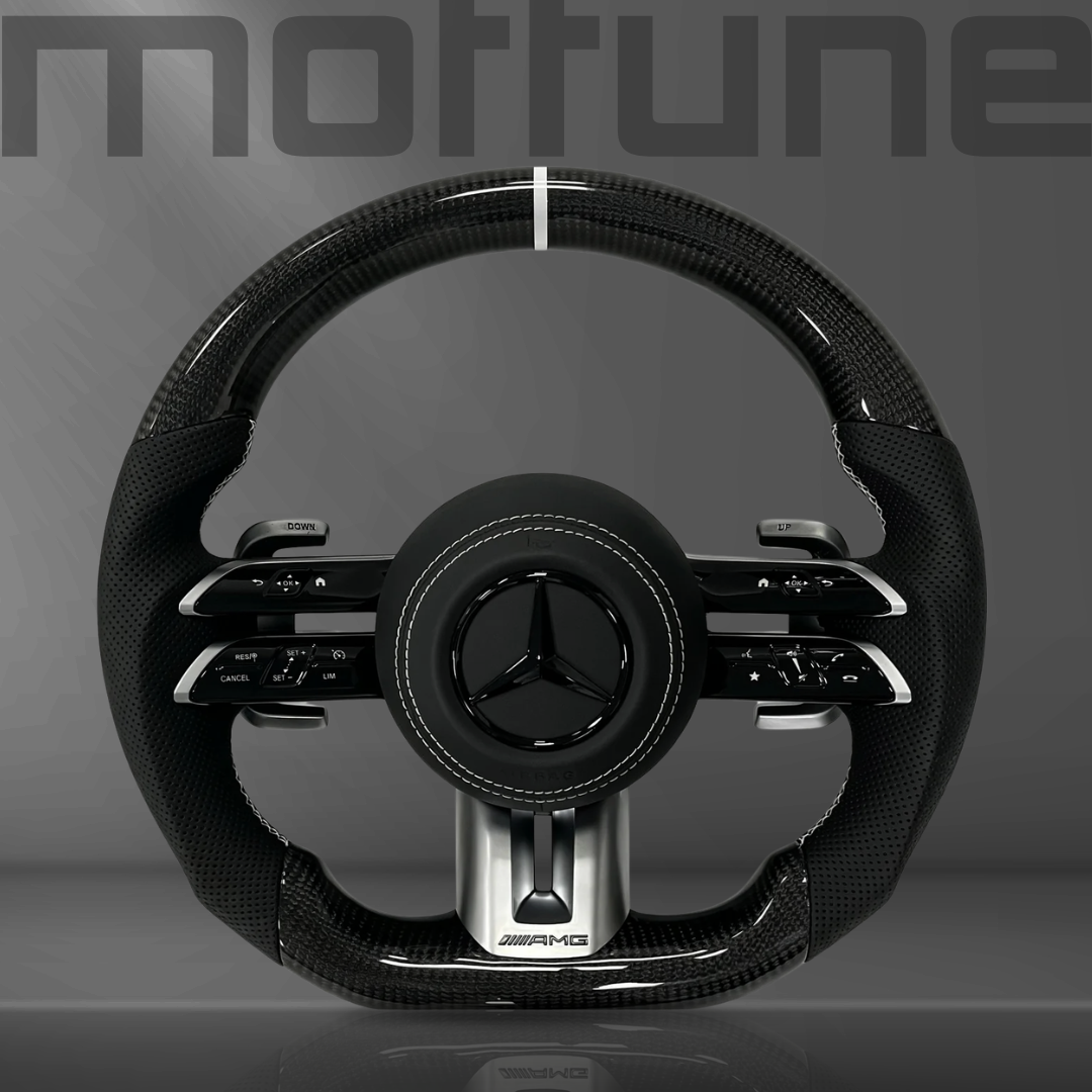 Mercedes-Benz AMG Gloss Carbon Fibre & Perforated Leather Steering Wheel — 19