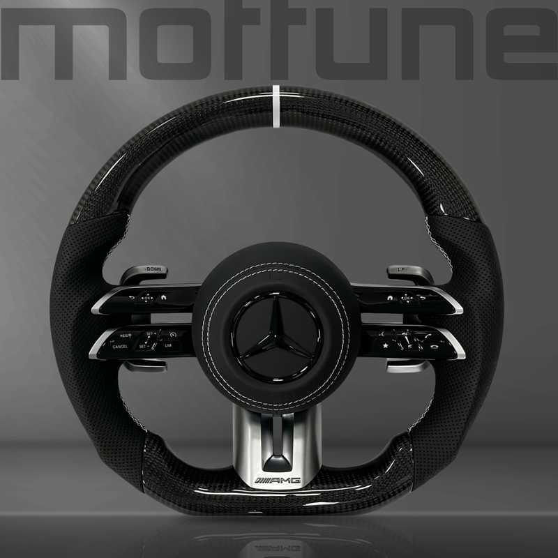 Mercedes-Benz AMG Gloss Carbon Fibre & Perforated Leather Steering Wheel — 19