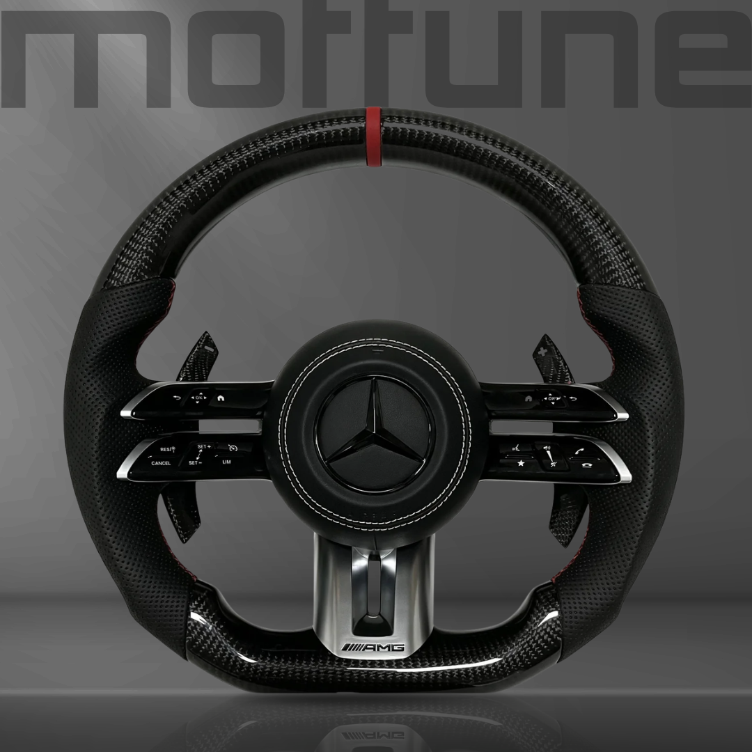 Mercedes-Benz AMG Gloss Carbon Fibre & Perforated Leather Steering Wheel — 21