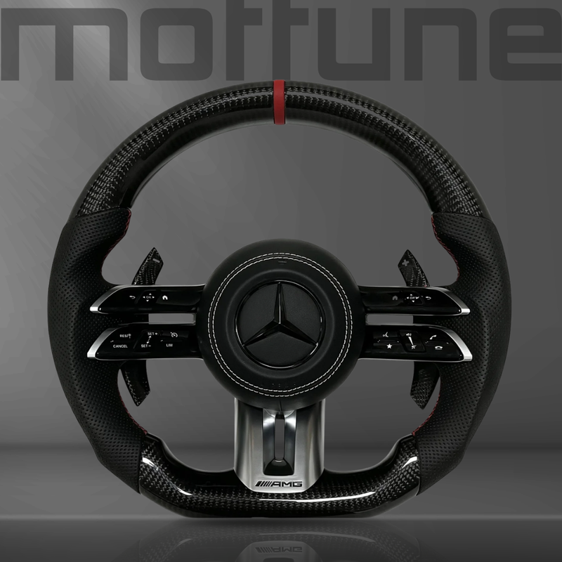 Mercedes-Benz AMG Gloss Carbon Fibre & Perforated Leather Steering Wheel — 21