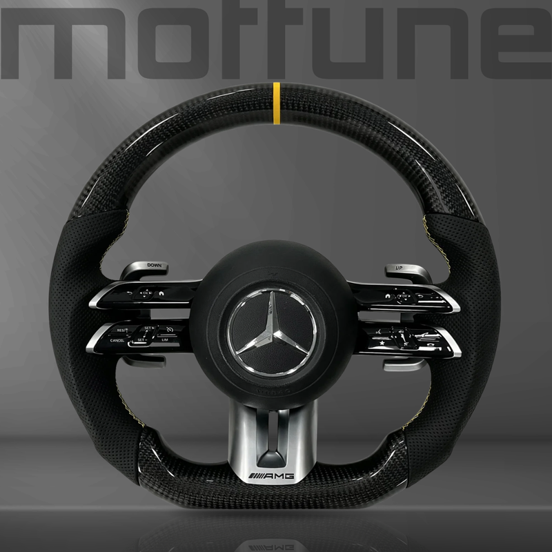 Mercedes-Benz AMG Gloss Carbon Fibre & Perforated Leather Steering Wheel — 22