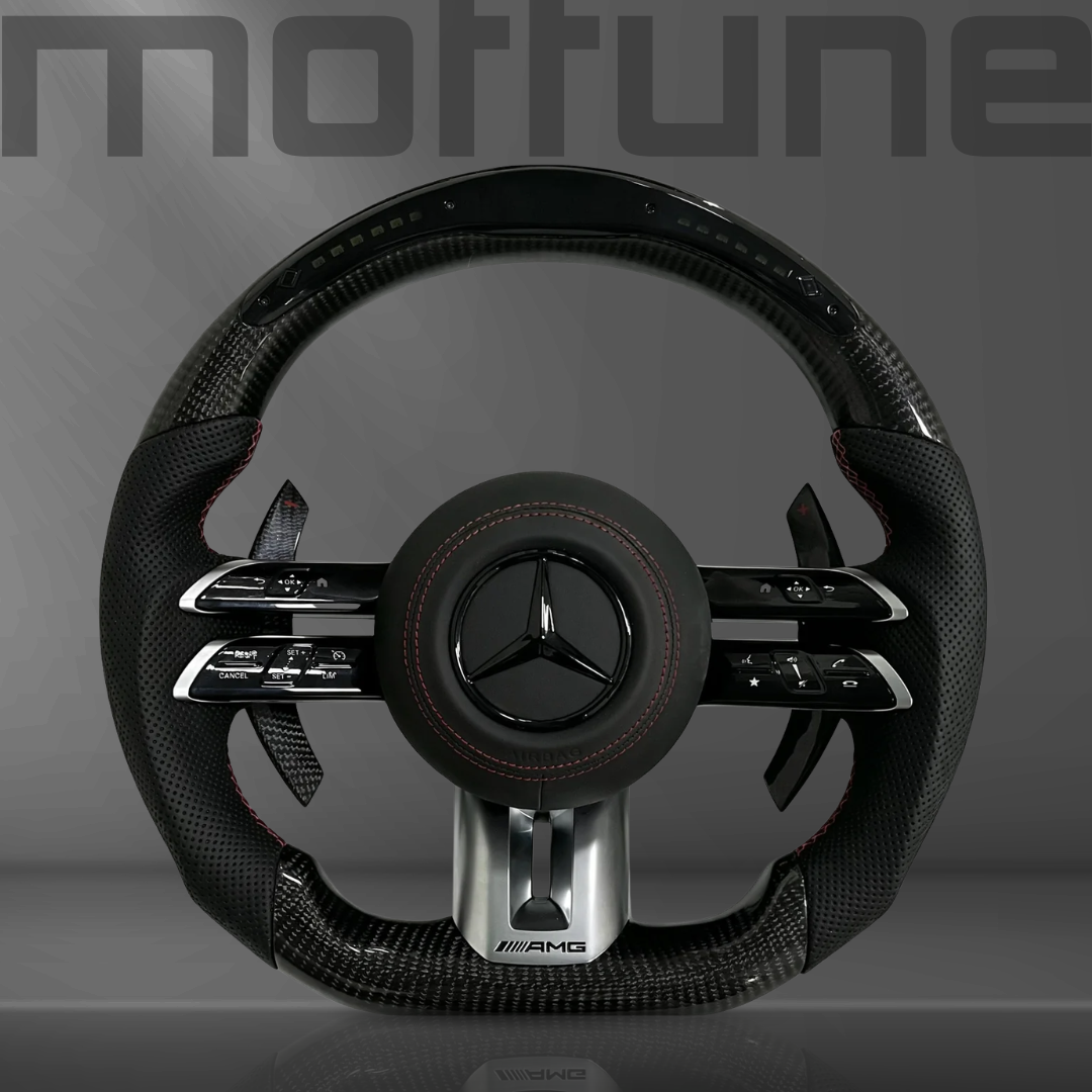 Mercedes-Benz AMG Gloss Carbon Fibre & Perforated Leather Steering Wheel — 24
