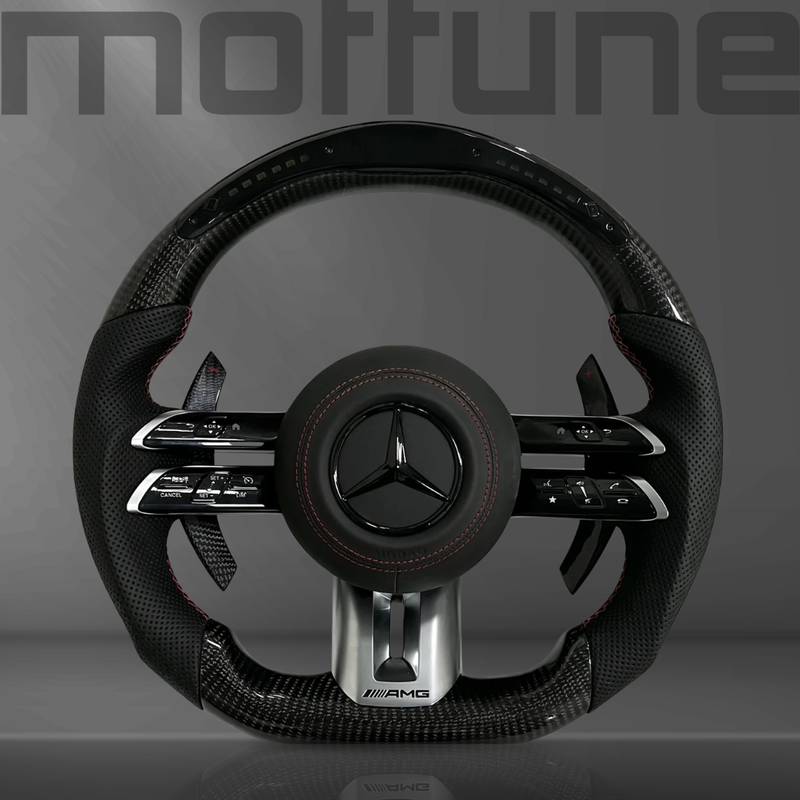 Mercedes-Benz AMG Gloss Carbon Fibre & Perforated Leather Steering Wheel — 24