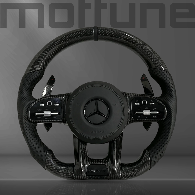 Mercedes-Benz AMG Gloss Carbon Fibre & Perforated Leather Steering Wheel — 31