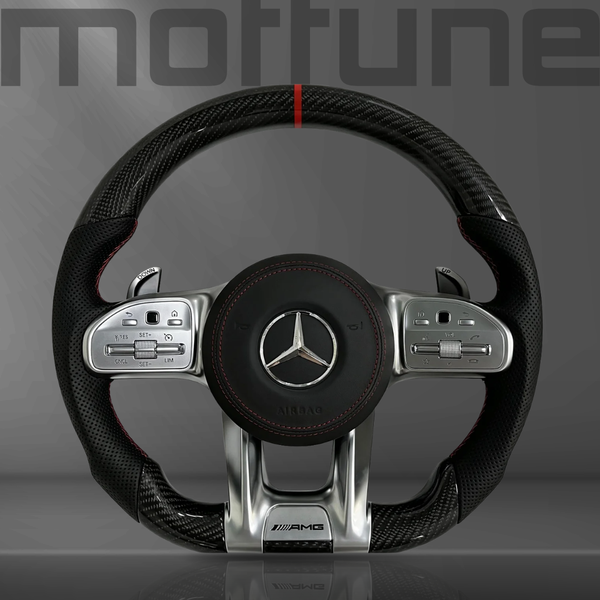 Mercedes-Benz AMG Gloss Carbon Fibre & Perforated Leather Steering Wheel — 32