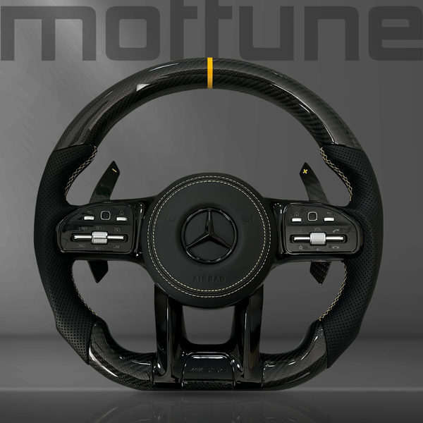 Mercedes-Benz AMG Gloss Carbon Fibre & Perforated Leather Steering Wheel — 36