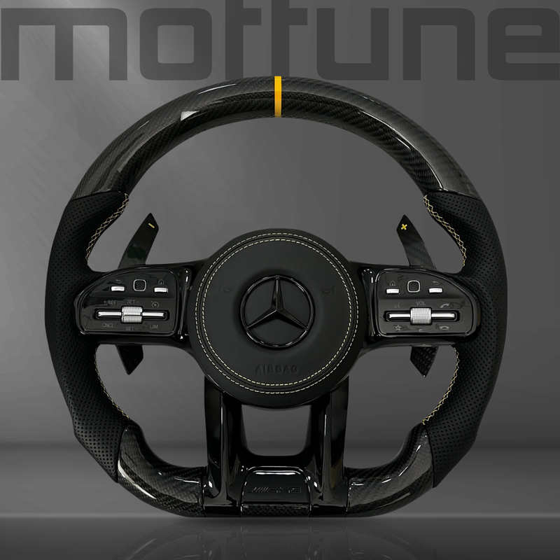 Mercedes-Benz AMG Gloss Carbon Fibre & Perforated Leather Steering Wheel — 36
