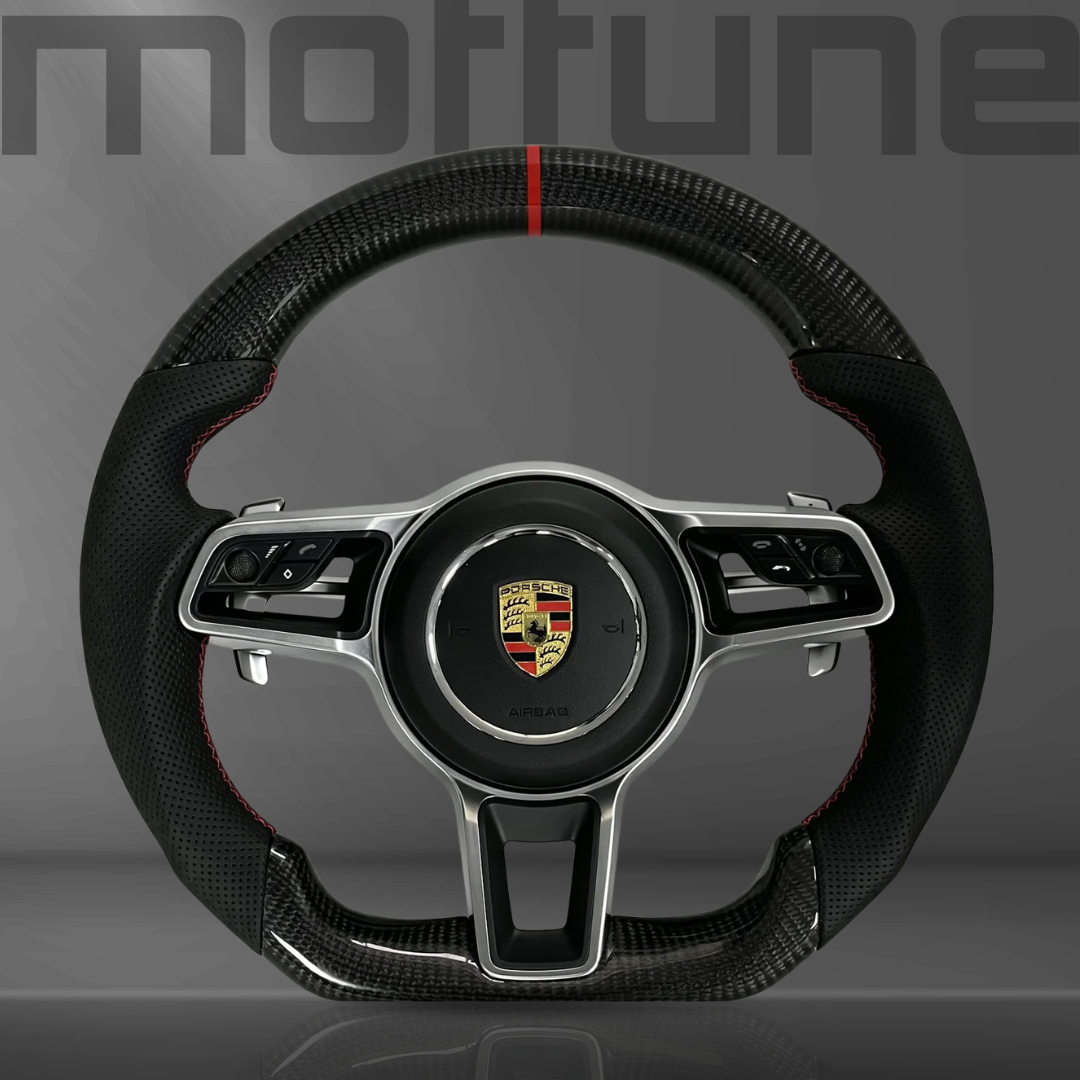 Porsche Gloss Carbon Fibre & Perforated Leather Steering Wheel — 09